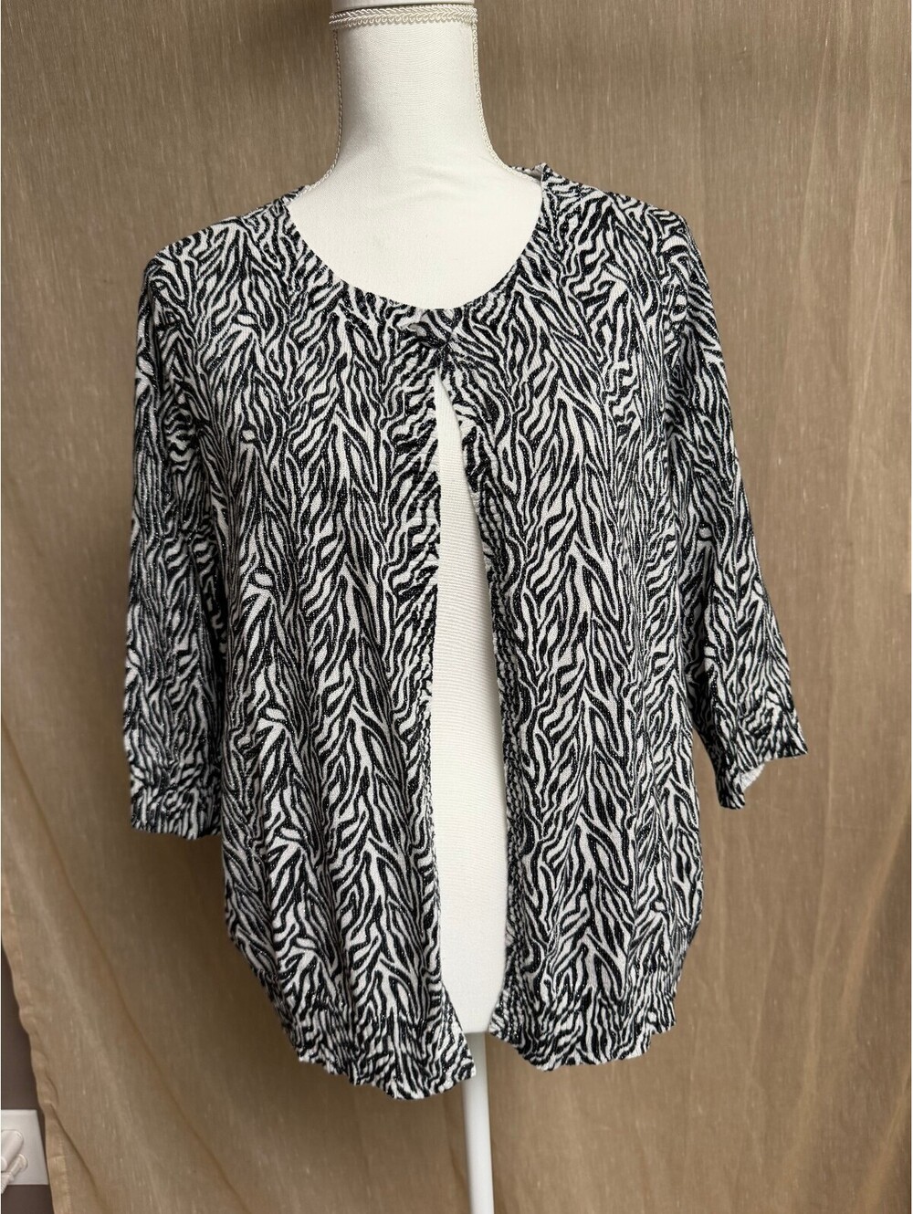 Zebra Print Cardigan with metallic thread- 18/20